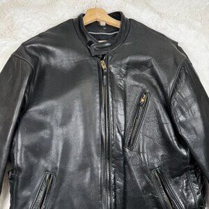 Champlain Leather Vintage Vermont Made Bomber Racer Jacket Men's 46 Zip Liner
